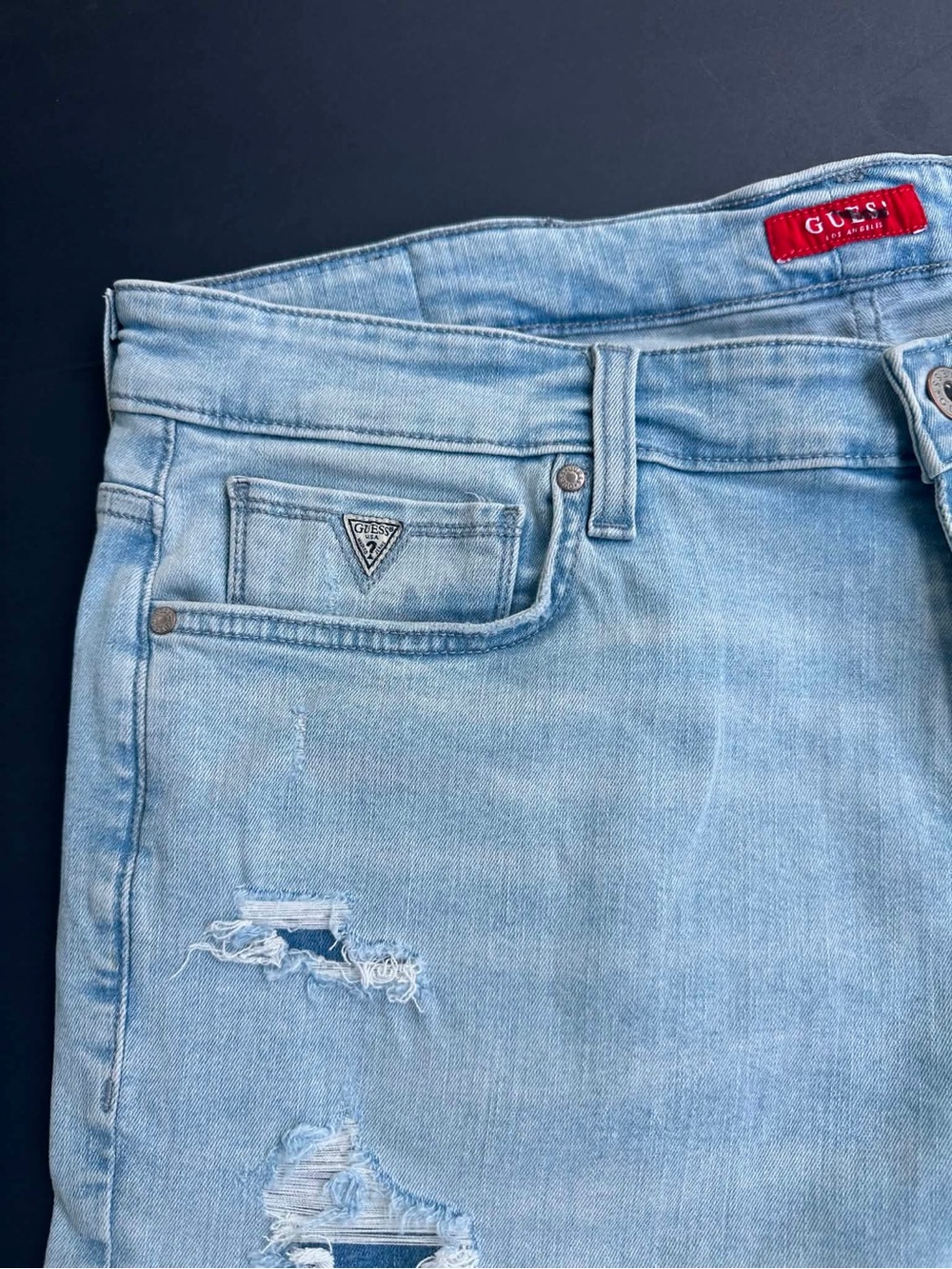 Guess Light Blue Distressed Denim Shorts SZ 40 - Picture 3 of 8